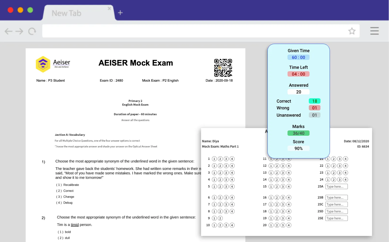 AEISER Mock Exam Interface